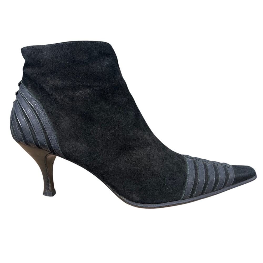 Vintage Donald J Pliner Lydia Black Suede Ankle Boot Size US 10